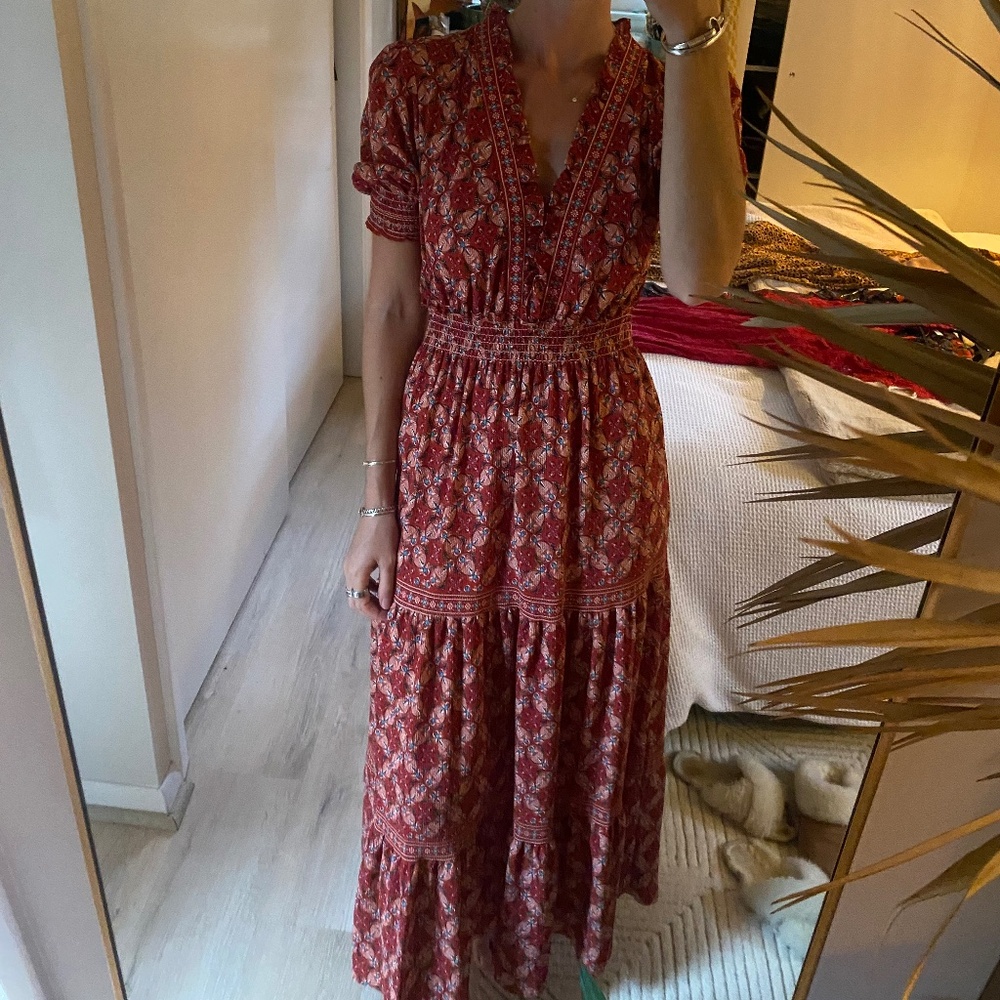 Boho Short Sleeve Midi Dress